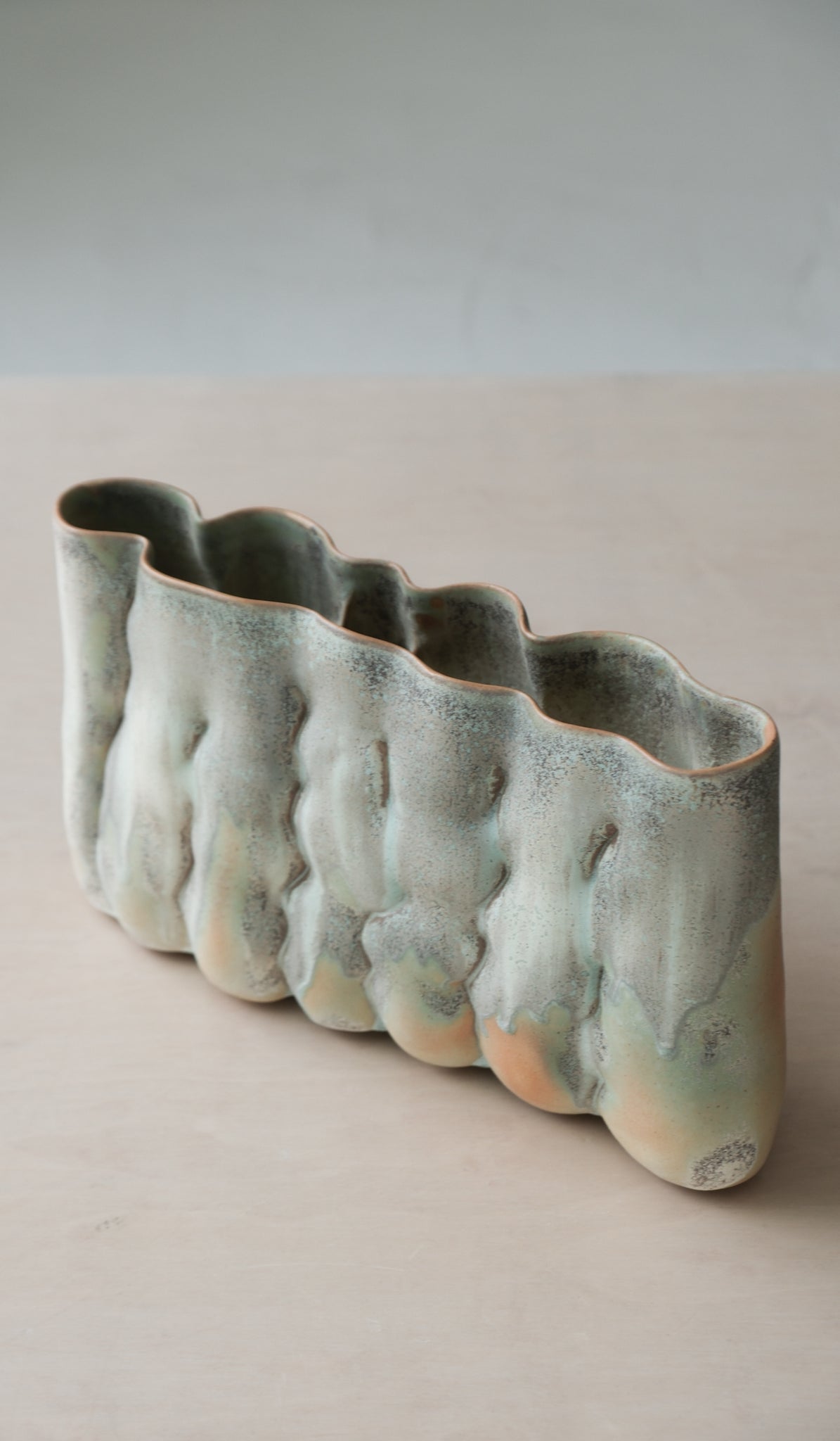 Clair Catillaz Long Matte Crystal Pinch Vessel