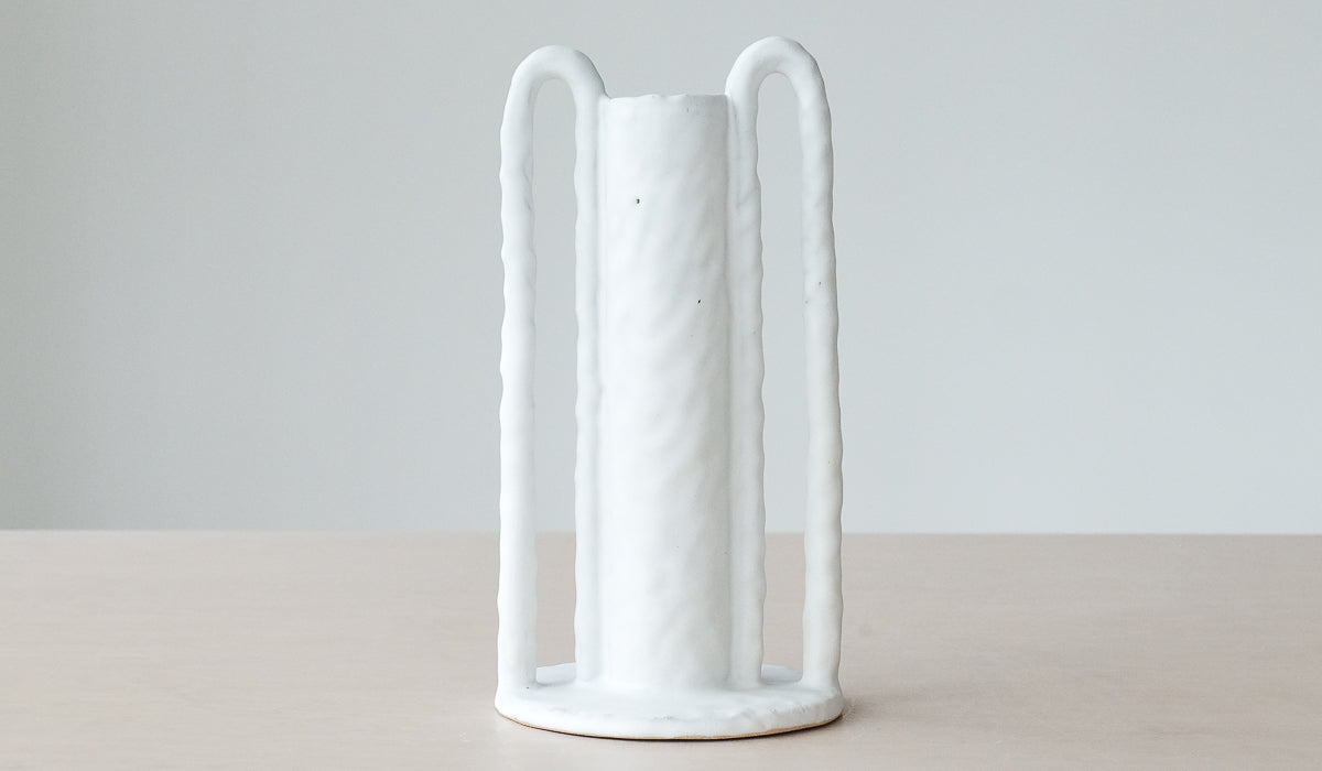 Giselle Hicks Matte White Cylinder with Coil Handles