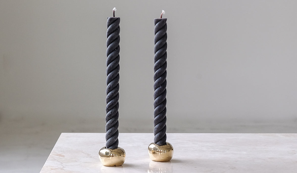 Nancy Pearce Set of 2 Round Cast Bronze Candle Holders - Spartan Shop
