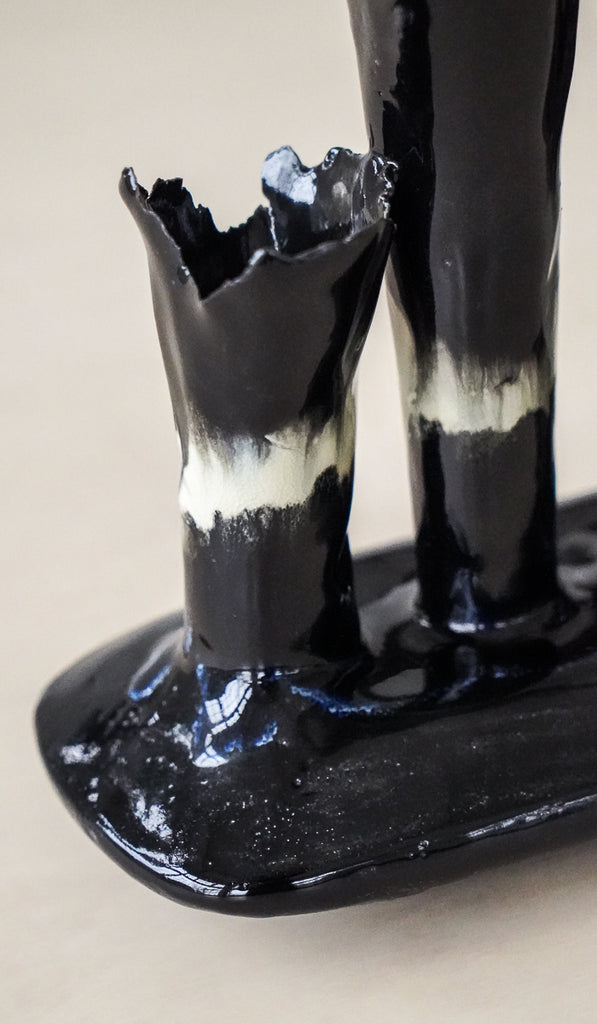Nathalee Paolinelli Black Oblong Coral Vase No. 9