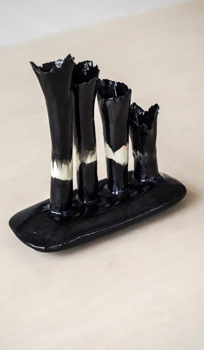 Nathalee Paolinelli Black Oblong Coral Vase No. 9