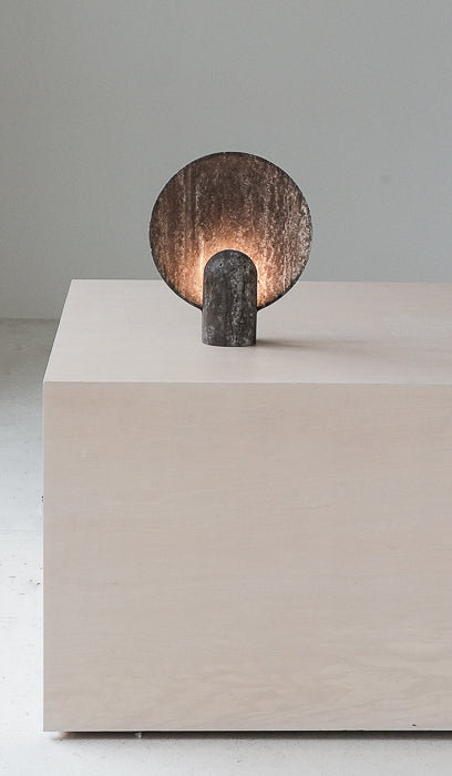 Studio Henry Wilson Black Travertine Surface Sconce Table Lamp - Spartan Shop