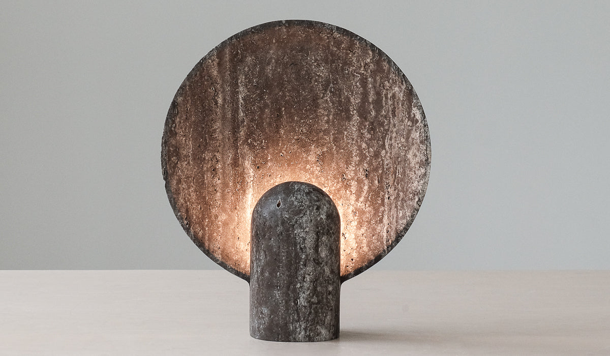 Studio Henry Wilson Black Travertine Surface Sconce Table Lamp - Spartan Shop