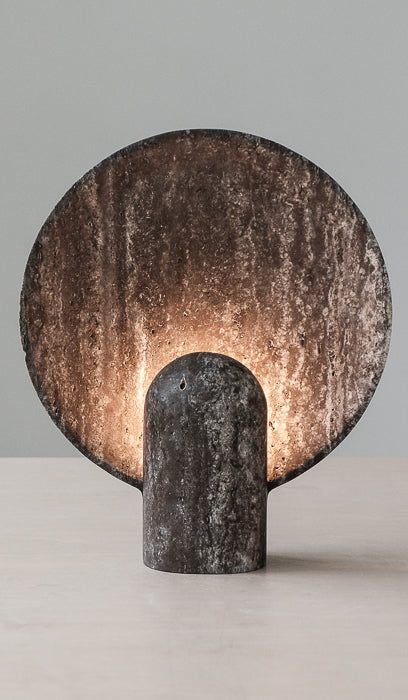 Studio Henry Wilson Black Travertine Surface Sconce Table Lamp - Spartan Shop