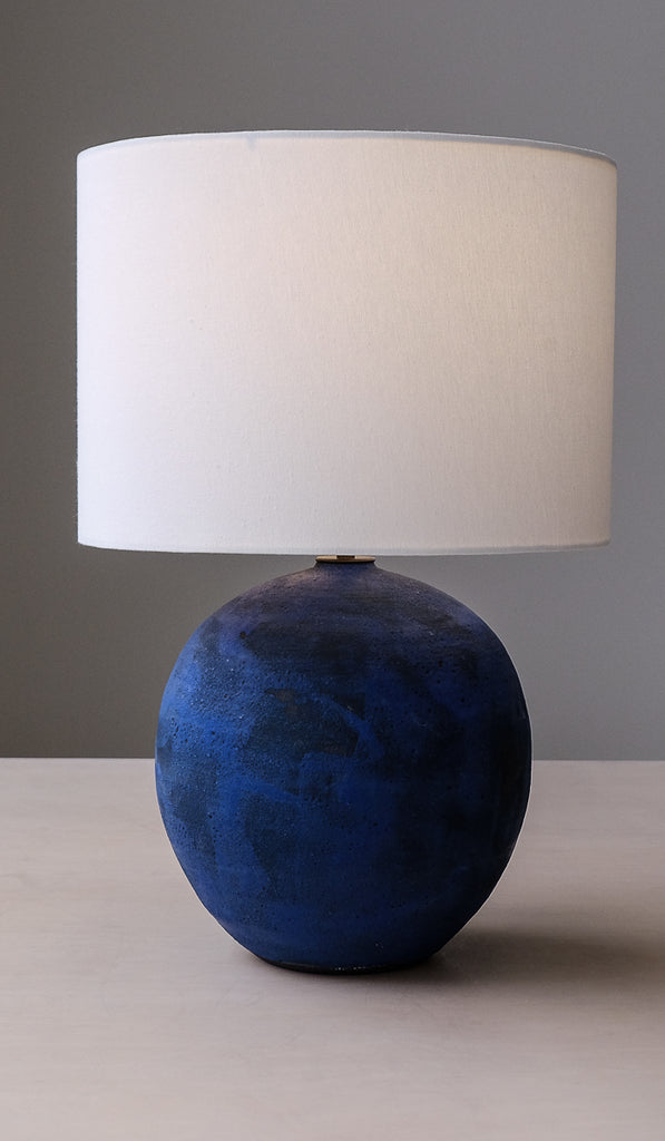Victoria Morris Brushed Cobalt Large Orb Table Lamp - Spartan Shop