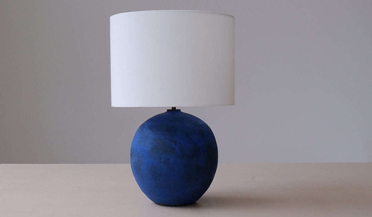 Victoria Morris Brushed Cobalt Large Orb Table Lamp - Spartan Shop