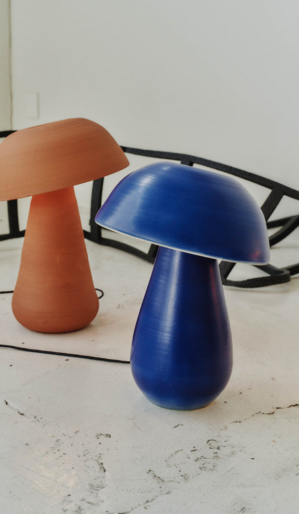 Nicholas Bijan Pourfard Cobalt Blue Mushroom Table Lamp