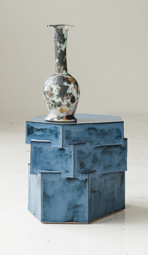 B Zippy Mottled Blue Triple Tier Hex Side Table - Spartan Shop